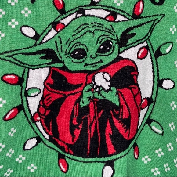 Christmas 🎄 UGLY Sweater Star Wars “Presents are the Way” Baby Grogu Size L - Picture 1 of 5
